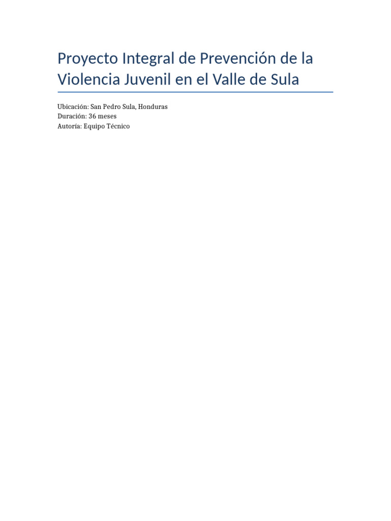 Prevención de Violencia Juvenil en Sula | PDF | Violencia | Juventud