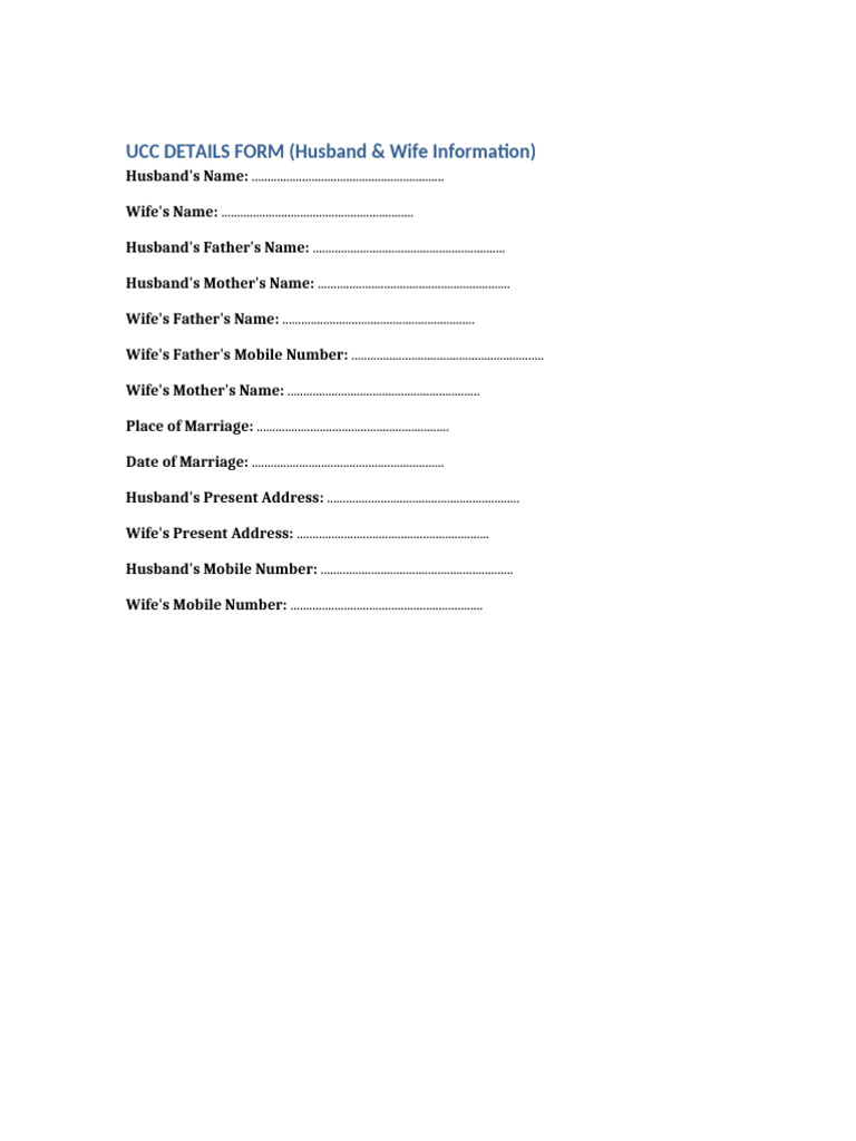 UCC Marriage Certificate Details Form | PDF | Social Institutions ...