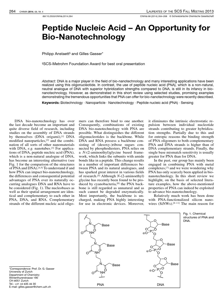 Peptide Nucleic Acid - An Opportunity For Bio-Nanotechnology | PDF ...