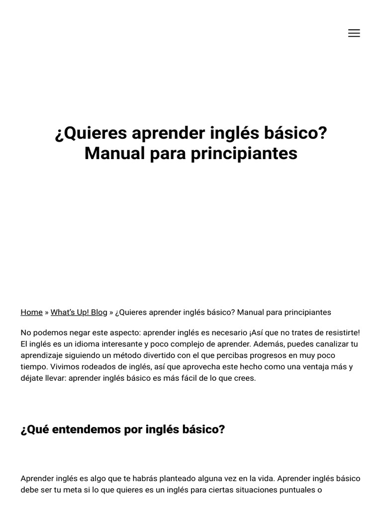 ¿Quieres Aprender Inglés Básico Manual para Principiantes | PDF | Verbo ...