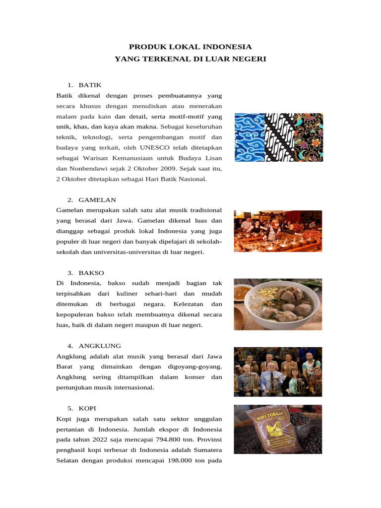 Produk Lokal Indonesia | PDF
