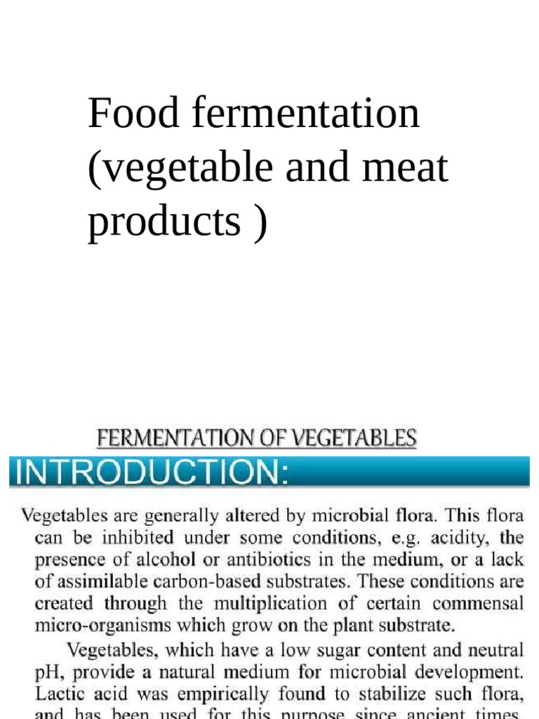 Food Fermentation (Vegetable and Meat) | PDF
