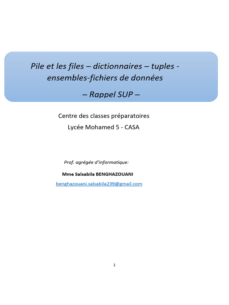 Structures de données en Python : Piles, Files, Dictionnaires et Tuples ...