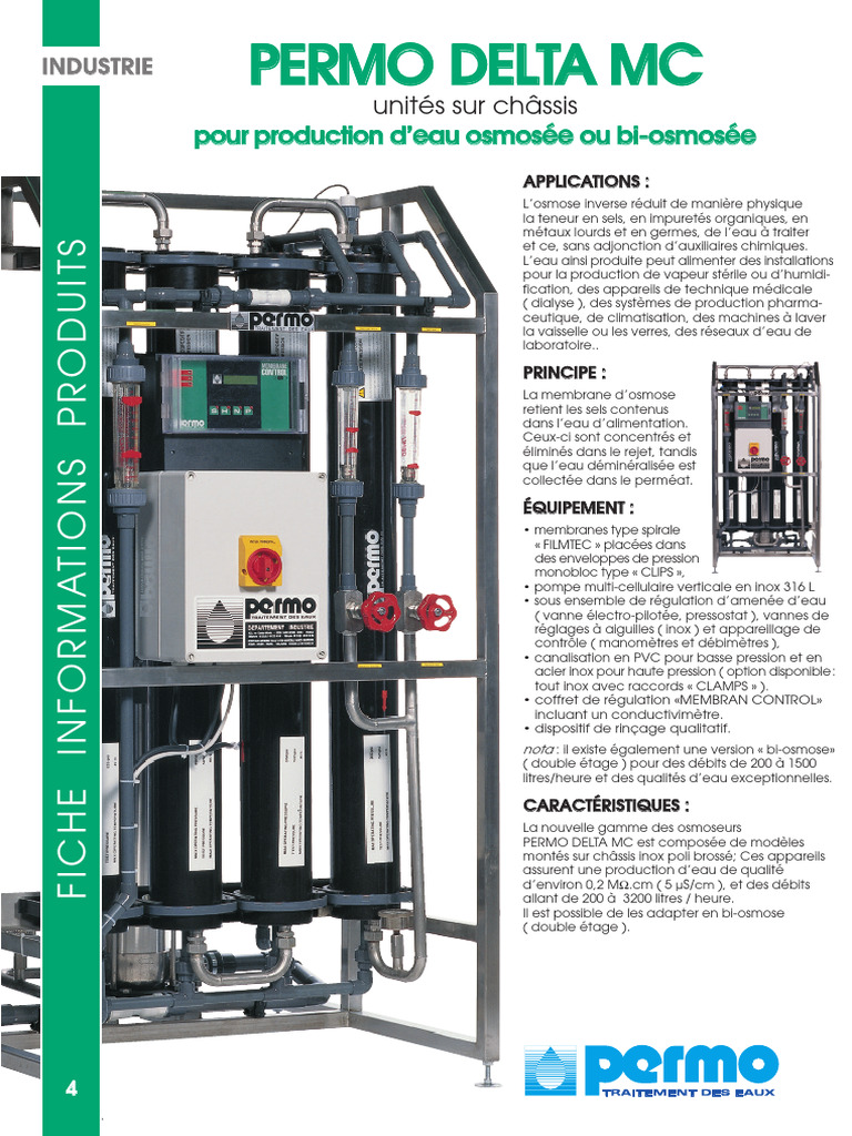 Osmoseurs PERMO DELTA MC pour industrie | PDF | Eau
