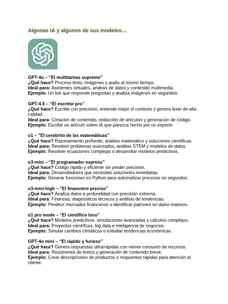 Modelos de Ia | PDF | Inteligencia artificial | Inteligencia (IA) y ...
