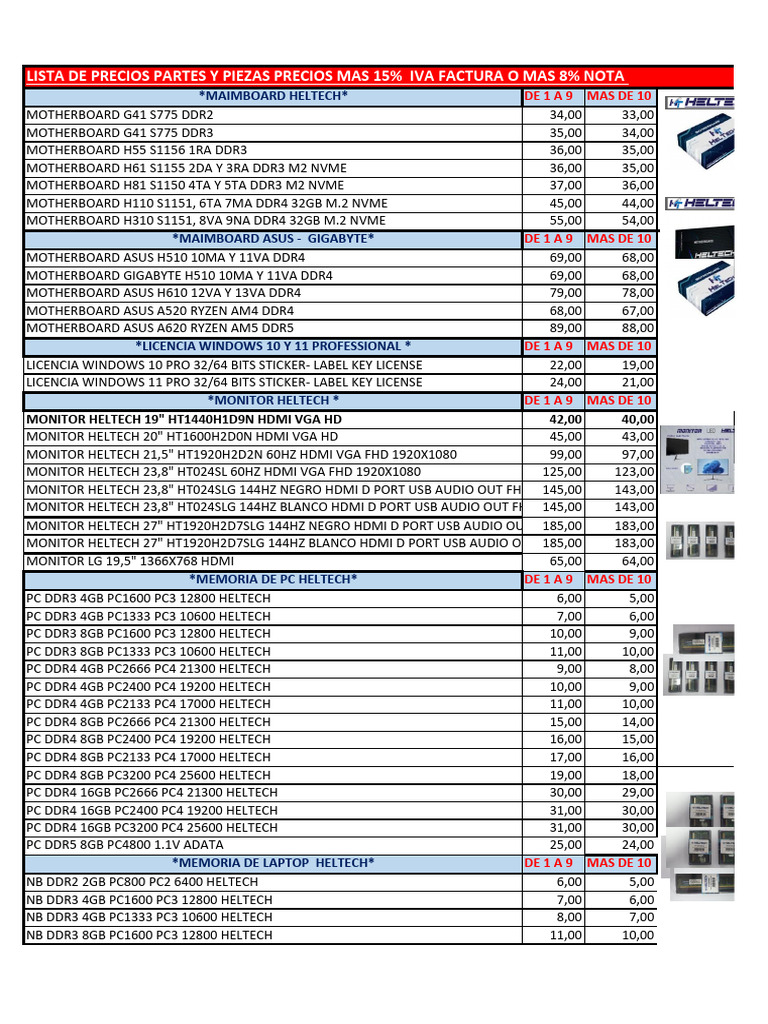 Lista de Precios de Componentes PC | PDF | Hdmi | Computer Architecture