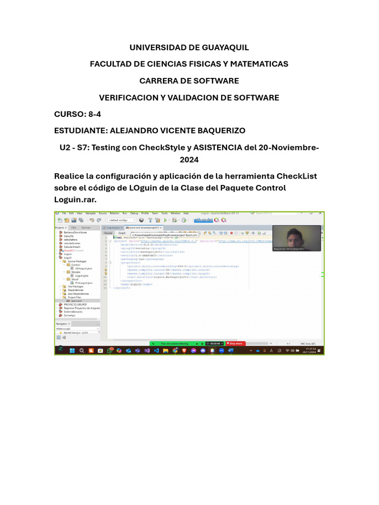 U2 - S7 Testing Con CheckStyle y ASISTENCIA Del 20-Noviembre-2024 | PDF