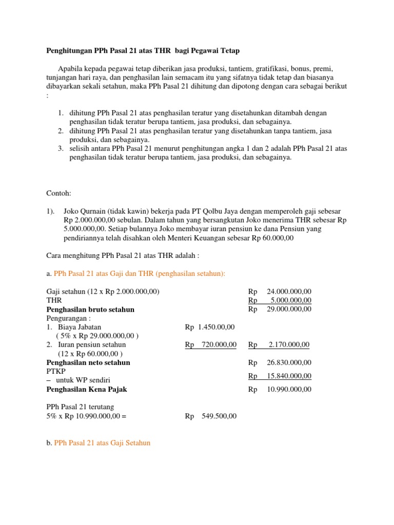 Contoh Soal Pph 21 Beserta Jawabannya