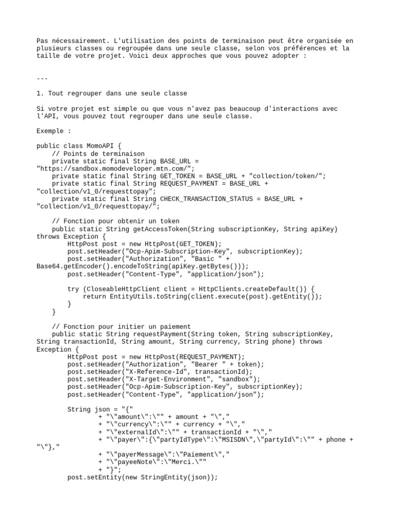 Gestion des API avec Java : Approches et Exemples | PDF | Informatique ...