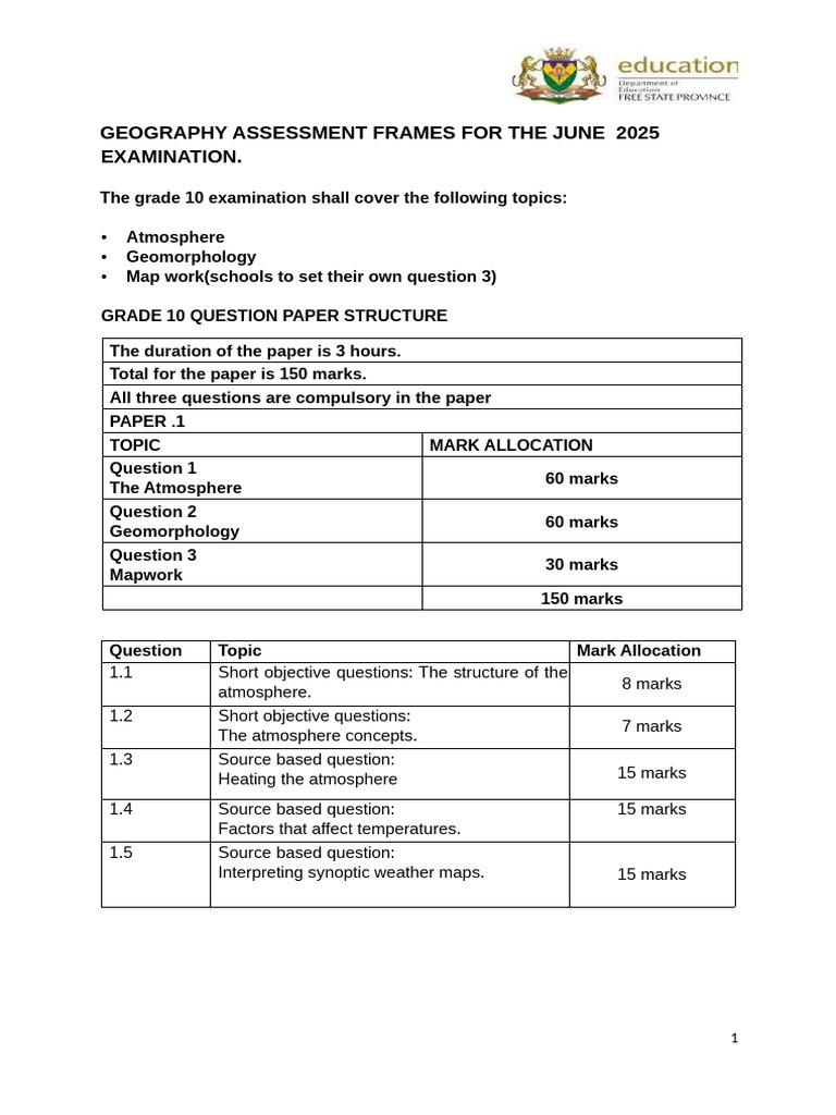 Geography Assessment Frames June | PDF | Geography | Geomorphology