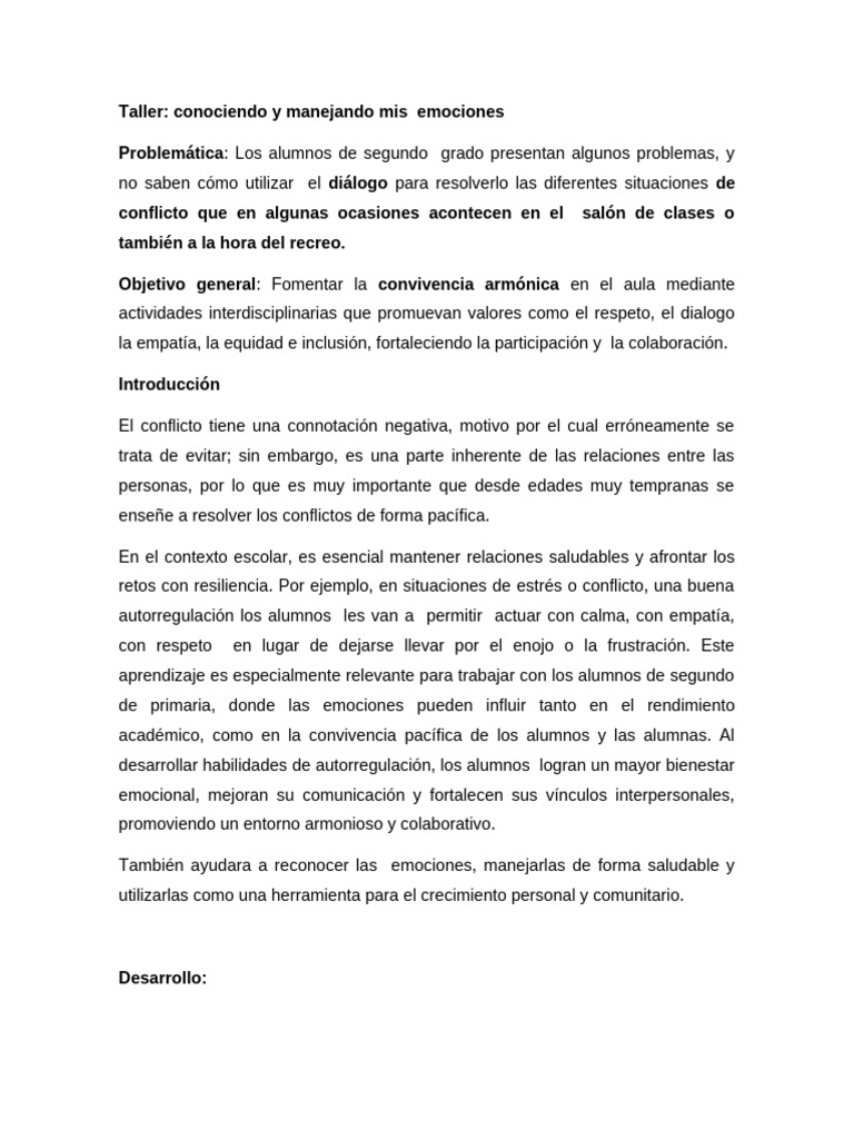 Taller de manejo emocional en el aula | PDF | Las emociones ...