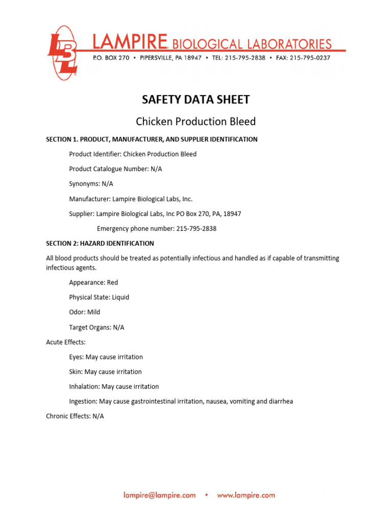 Chicken Production Bleed | PDF | Personal Protective Equipment | Toxicity