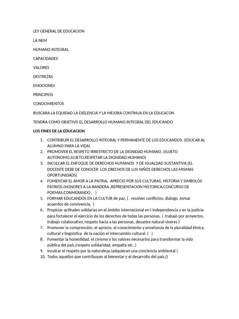 Ley General de Educacion | PDF | Enseñando | Educación en artes liberales