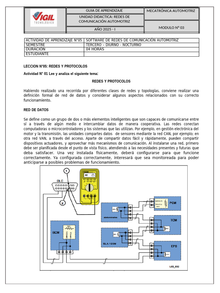 Redes y Protocolos en Mecatrónica Automotriz | PDF | Instituto de ...