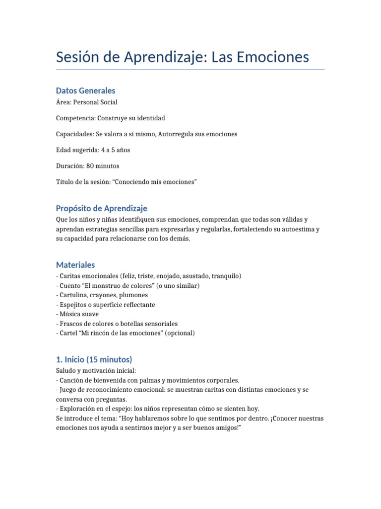 Identificación y Regulación Emocional Infantil | PDF | Las emociones ...