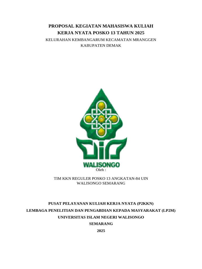 Proposal KKN UIN Walisongo 2025 | PDF