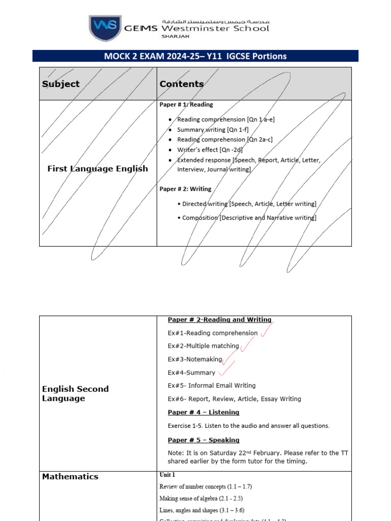 Y11 IGCSE Mock Exam Portions 2024-25 | PDF | Chemistry | Physics