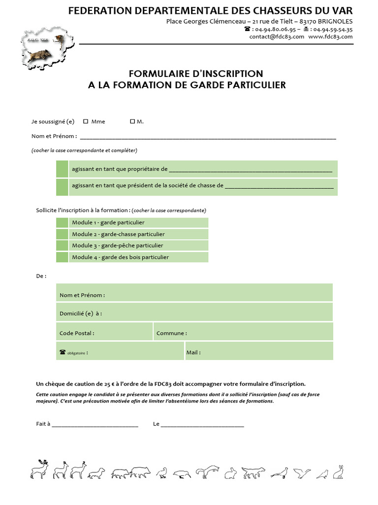 Inscription Formation Garde Particulier | PDF