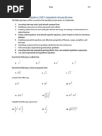 Algebra 2 MP3 Cumulative Exam Review