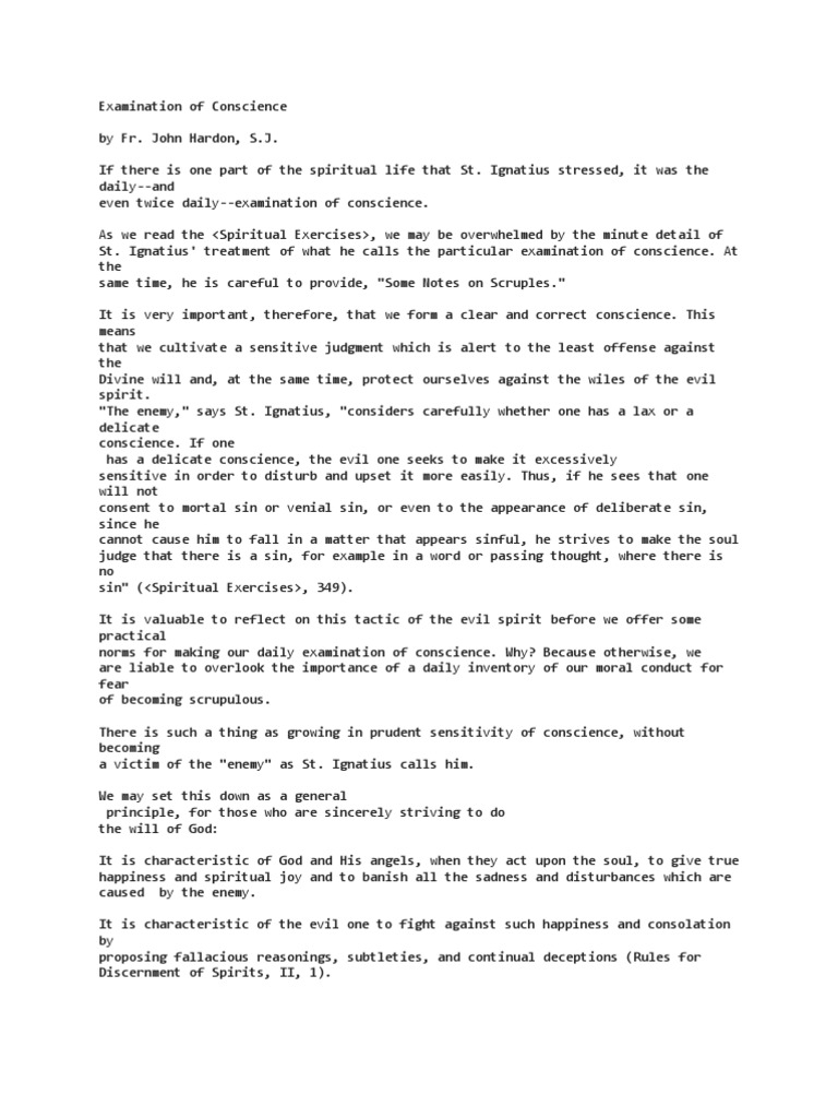 Examination of Conscience PDF Conscience Faith