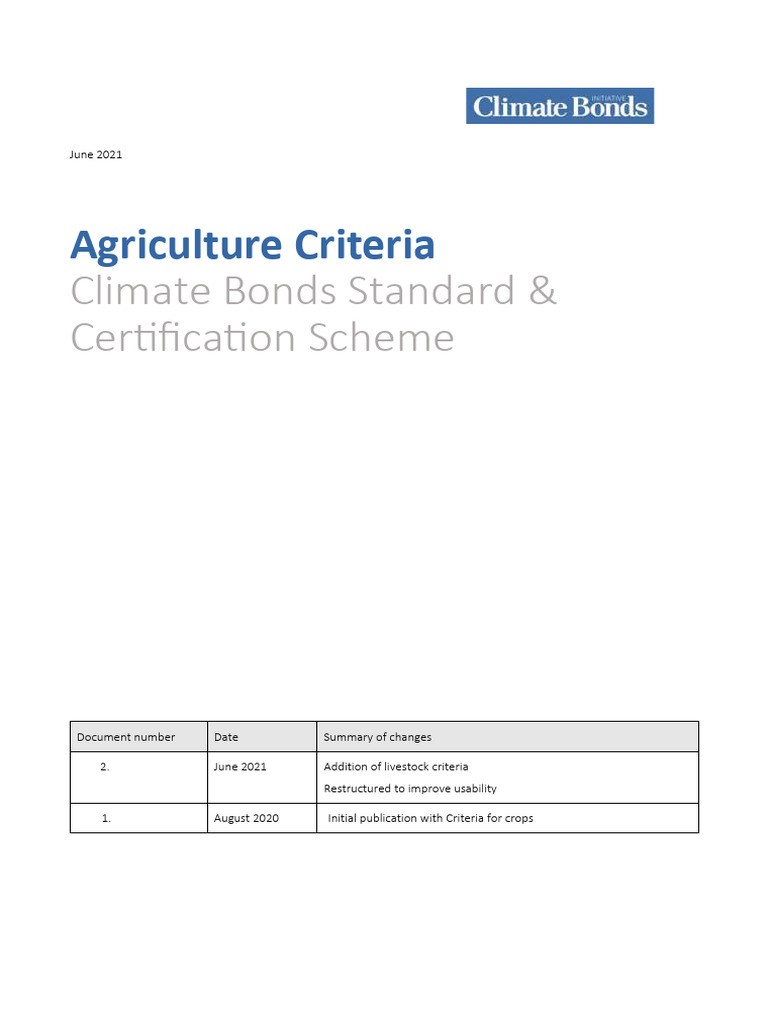 Agriculture Criteria for Climate Bonds | PDF | Agriculture | Climate ...