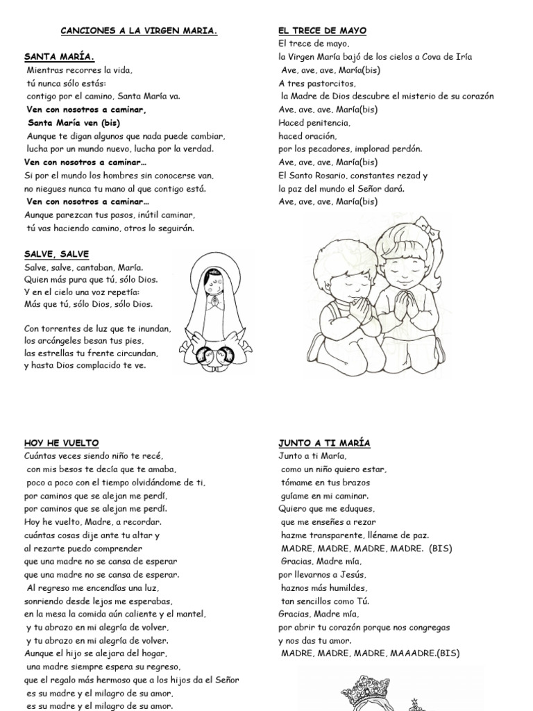 Canciones a la Virgen María | PDF | María, madre de Jesús