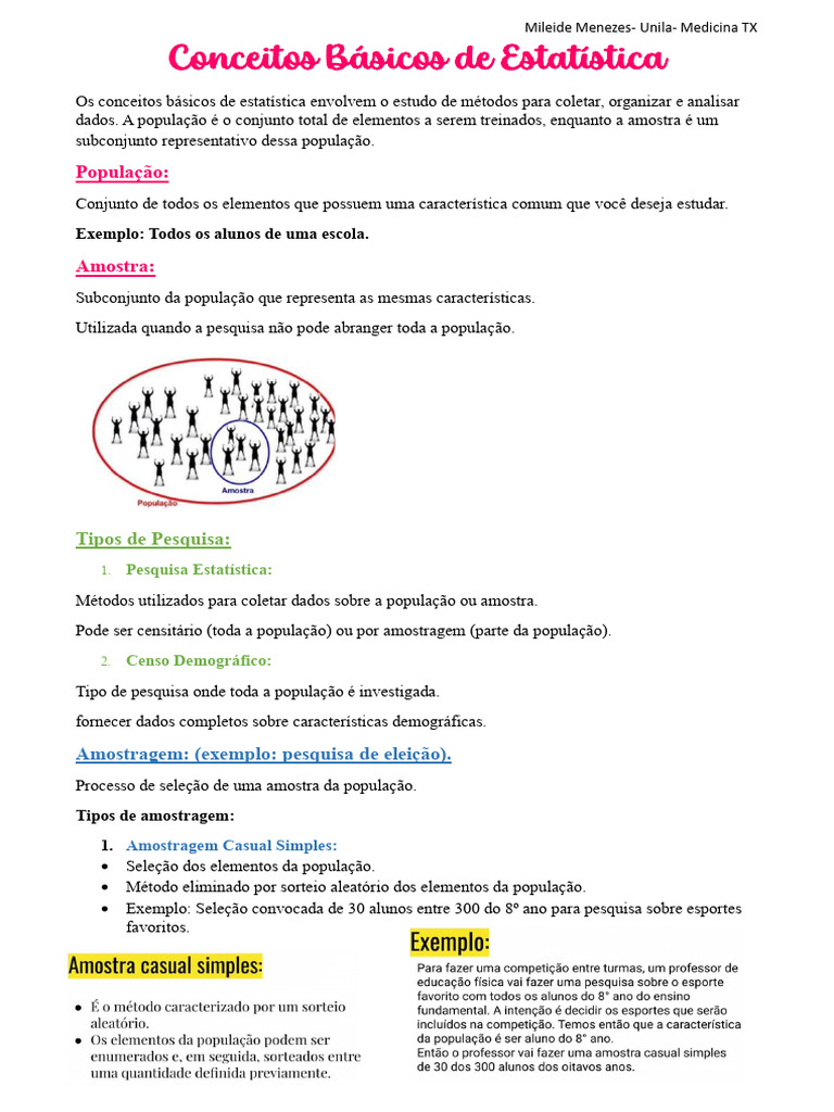Conceitos Básicos de Estatística | PDF | Amostragem (Estatística ...