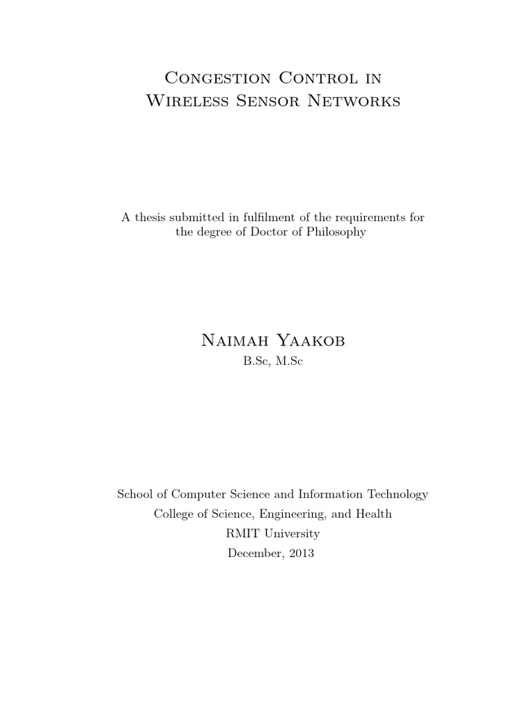 Congestion Control in Wireless Sensor Networks | PDF | Wireless Sensor ...