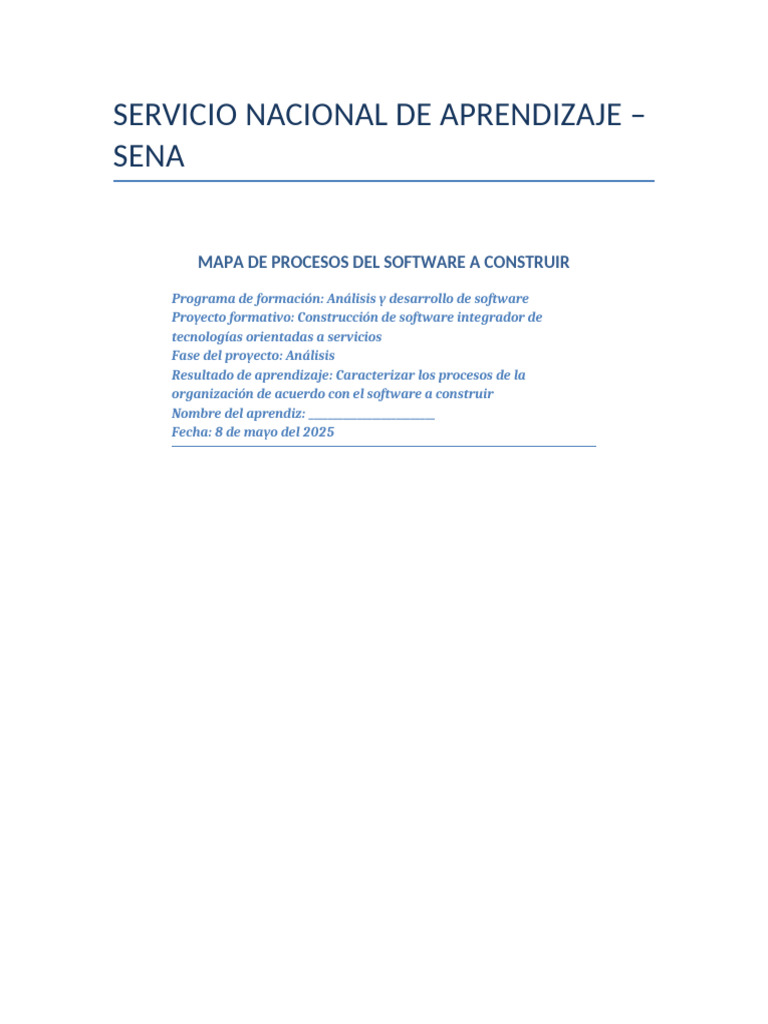 Mapa de Procesos para Desarrollo de Software | PDF | Software ...