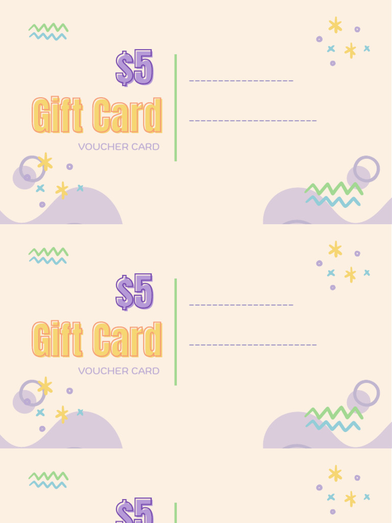 5 Dollar Voucher Cards | PDF