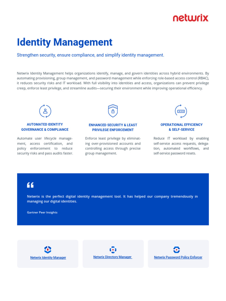 Netwrix Identity Manager Overview | PDF | Computer Security | Security