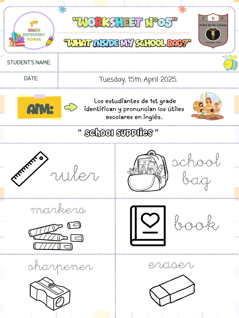 1st GRADE - WORKSHEET N°05 | PDF