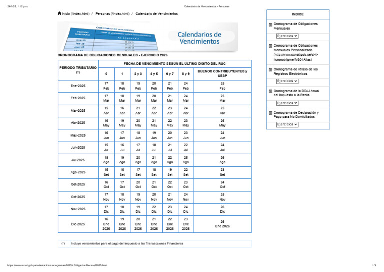 Calendario de Vencimientos 2025 | PDF | Impuestos | Finanzas del gobierno