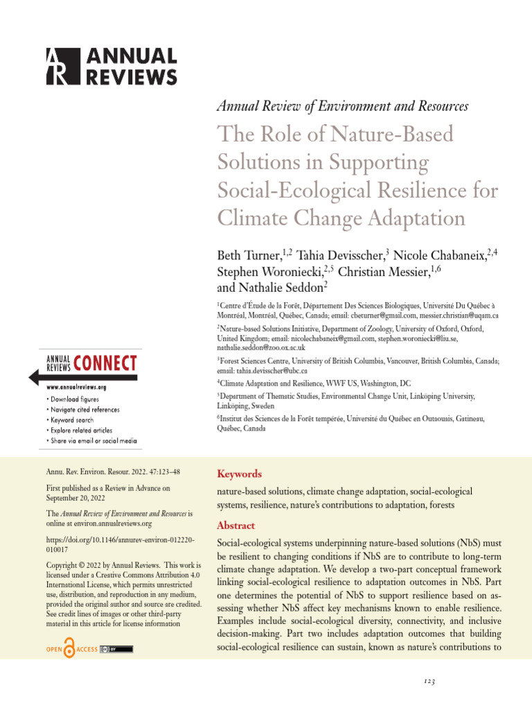 Nature-Based Solutions for Climate Resilience | PDF | Ecological ...