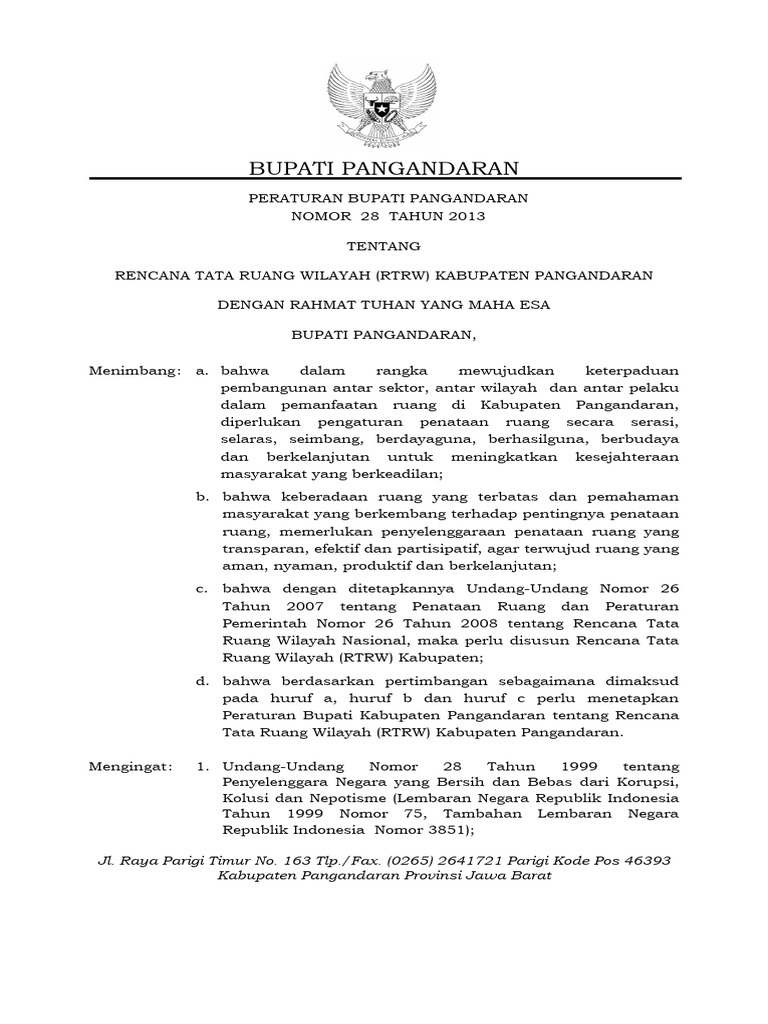 RTRW Kabupaten Pangandaran 2013 | PDF