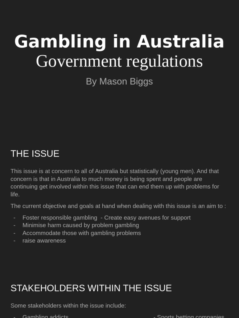 Gambling in Australia Government Regulations | PDF | Gambling | Problem ...
