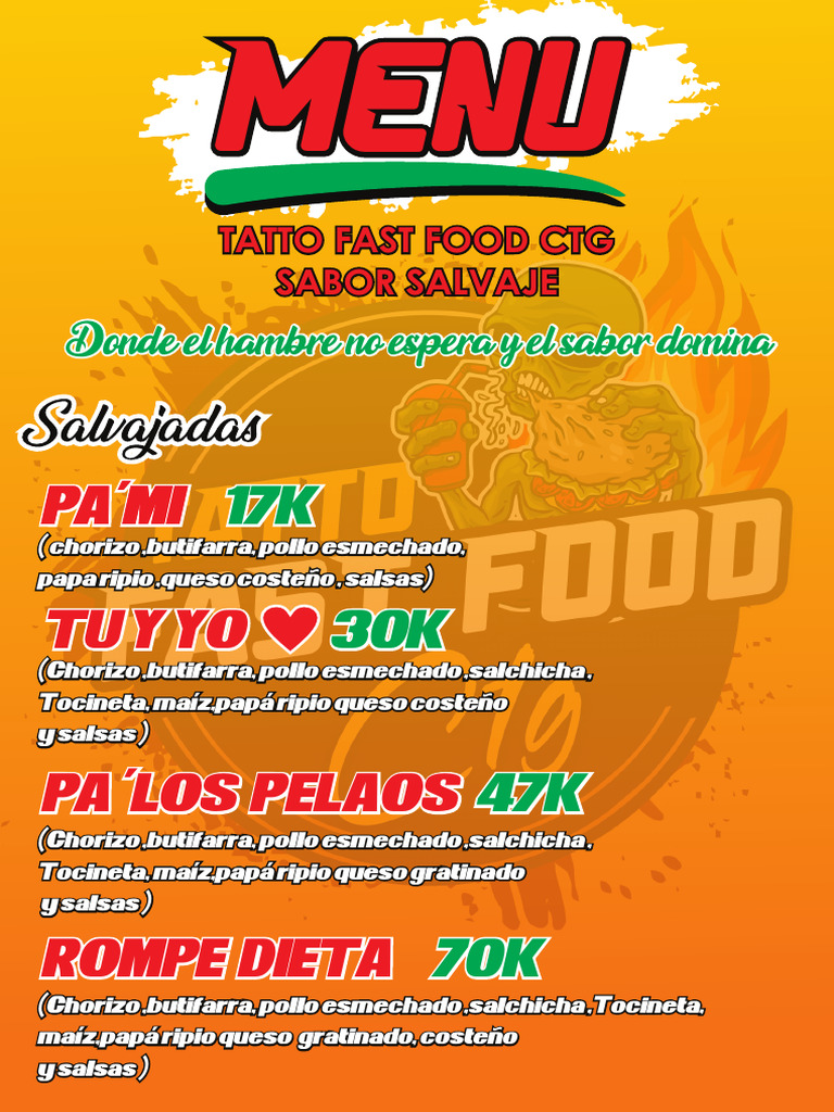 Menu Tatto-1 | PDF | Salchicha | Hamburguesas