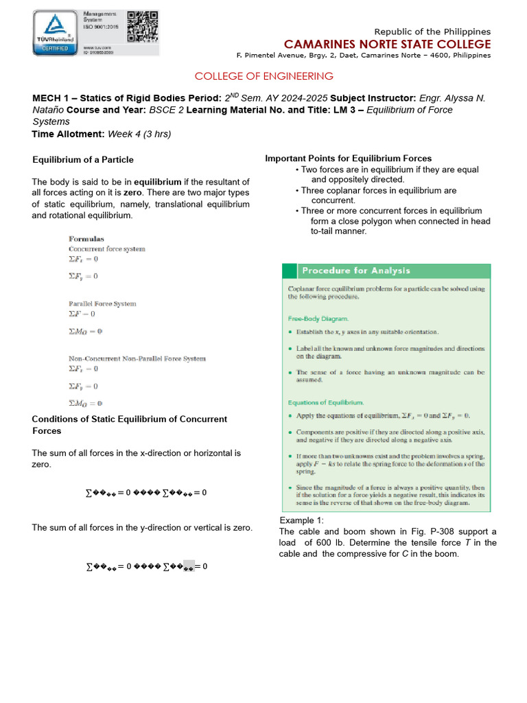 Ce-L3 M Statics | PDF | Force | Stress (Mechanics)