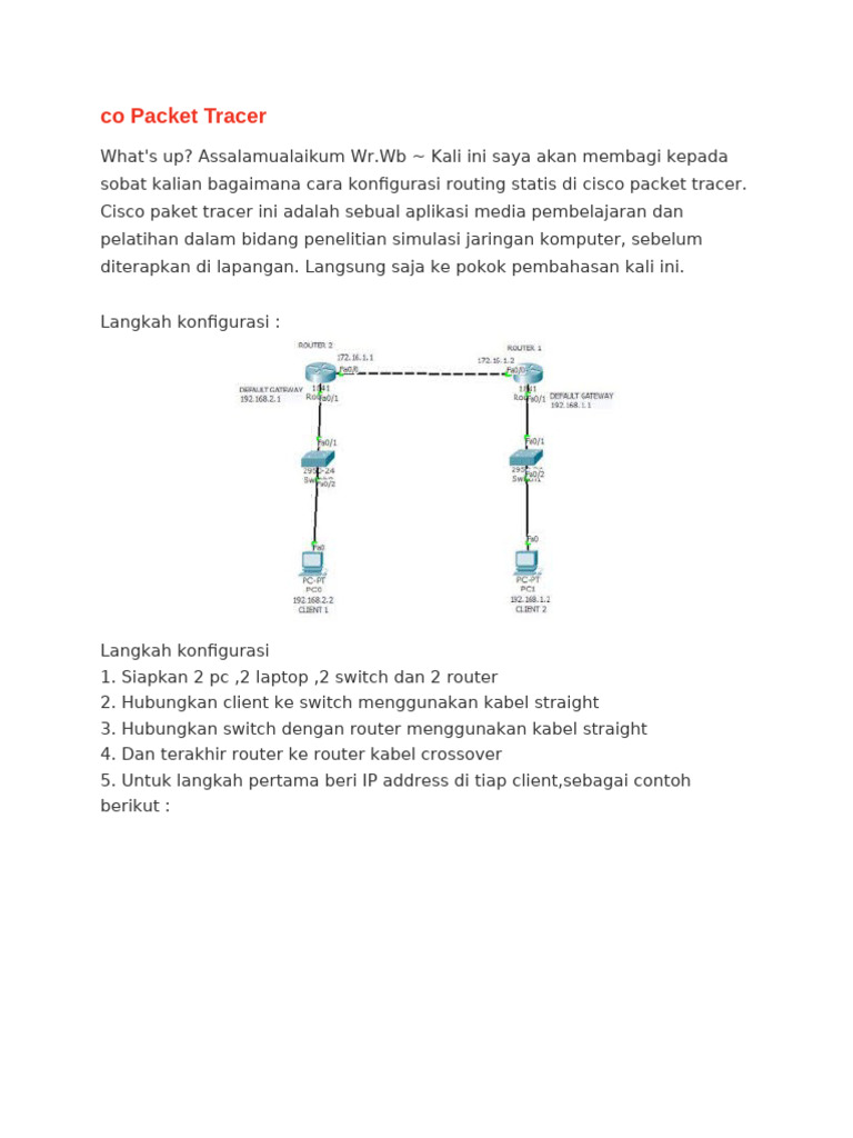 Konfigurasi Routing Statis | PDF