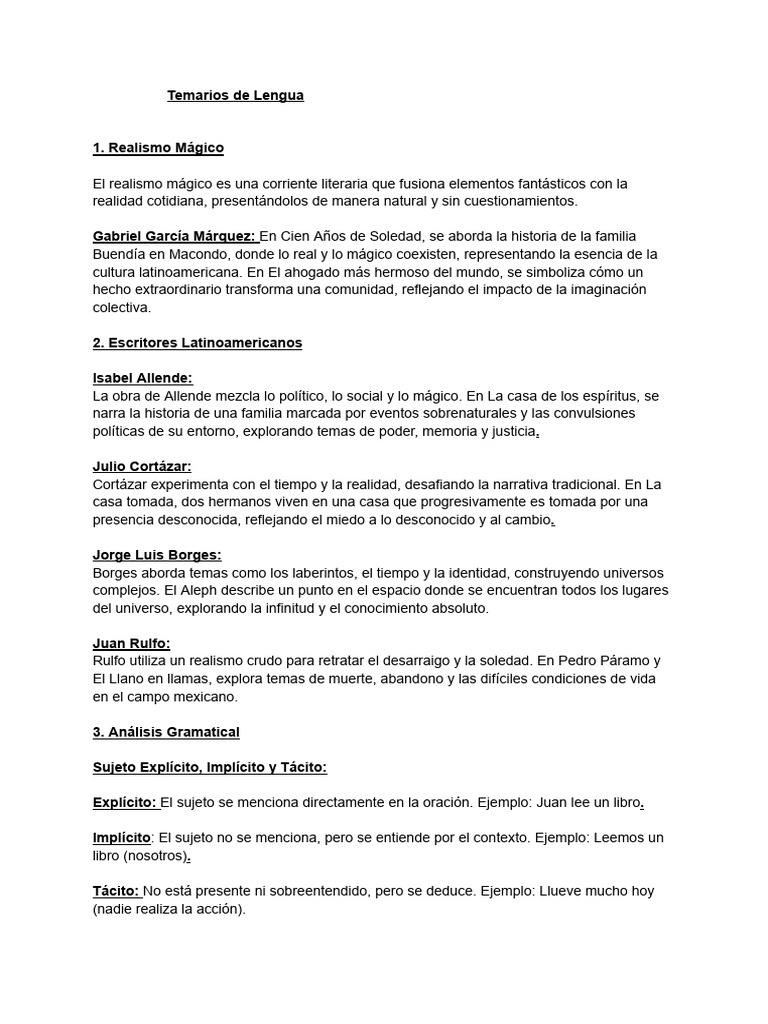 Temarios de Lengua y Literatura Latinoamericana | PDF | Lingüística