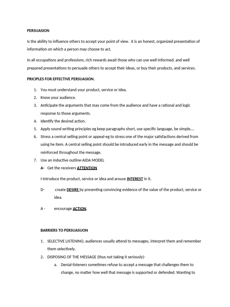 Effective Persuasion Notes | PDF | Persuasion | Psychology