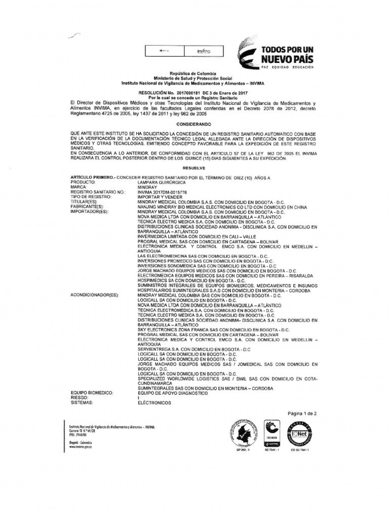 Invima 2017DM-0015776 | PDF