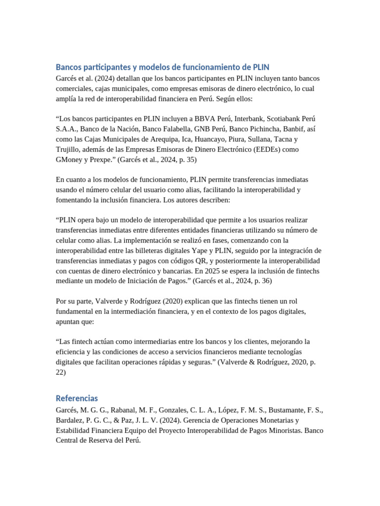 Bancos y Funcionamiento de PLIN en Perú | PDF | Bancos | Dinero