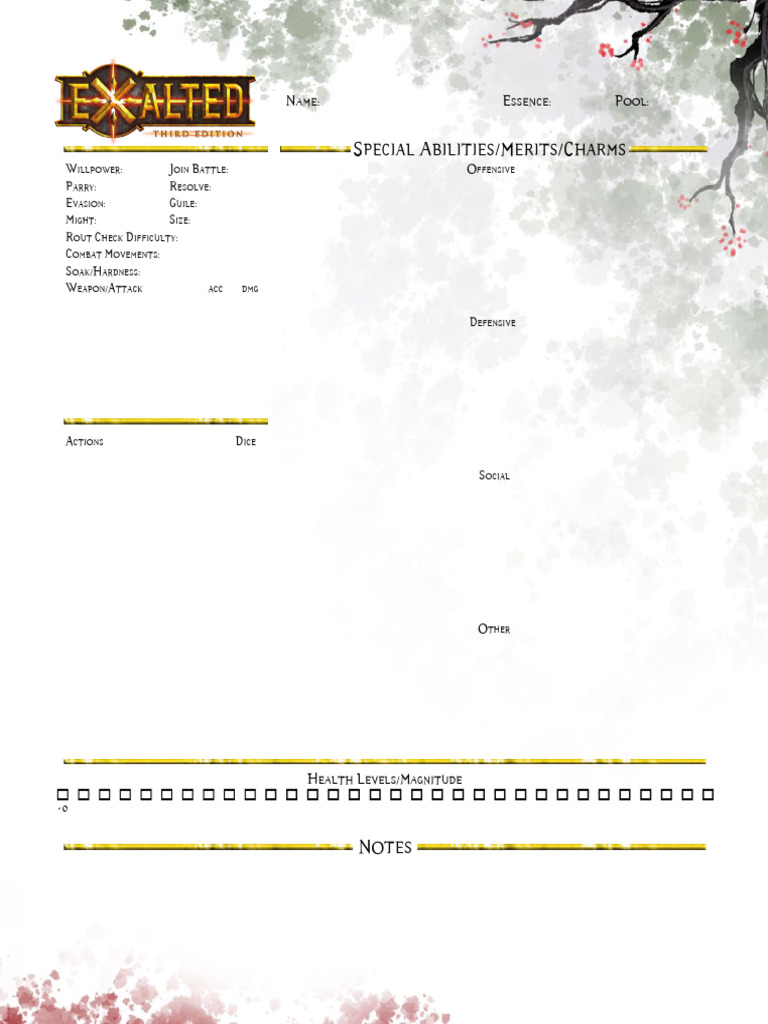 Character Combat Stats Template | PDF | Tabletop Games | Gaming