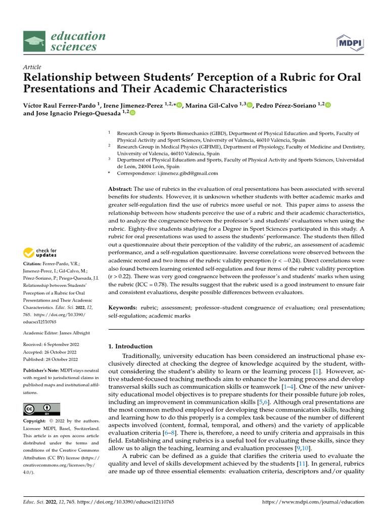 Relationship Between Students Perception of A Rub | PDF | Emotional ...