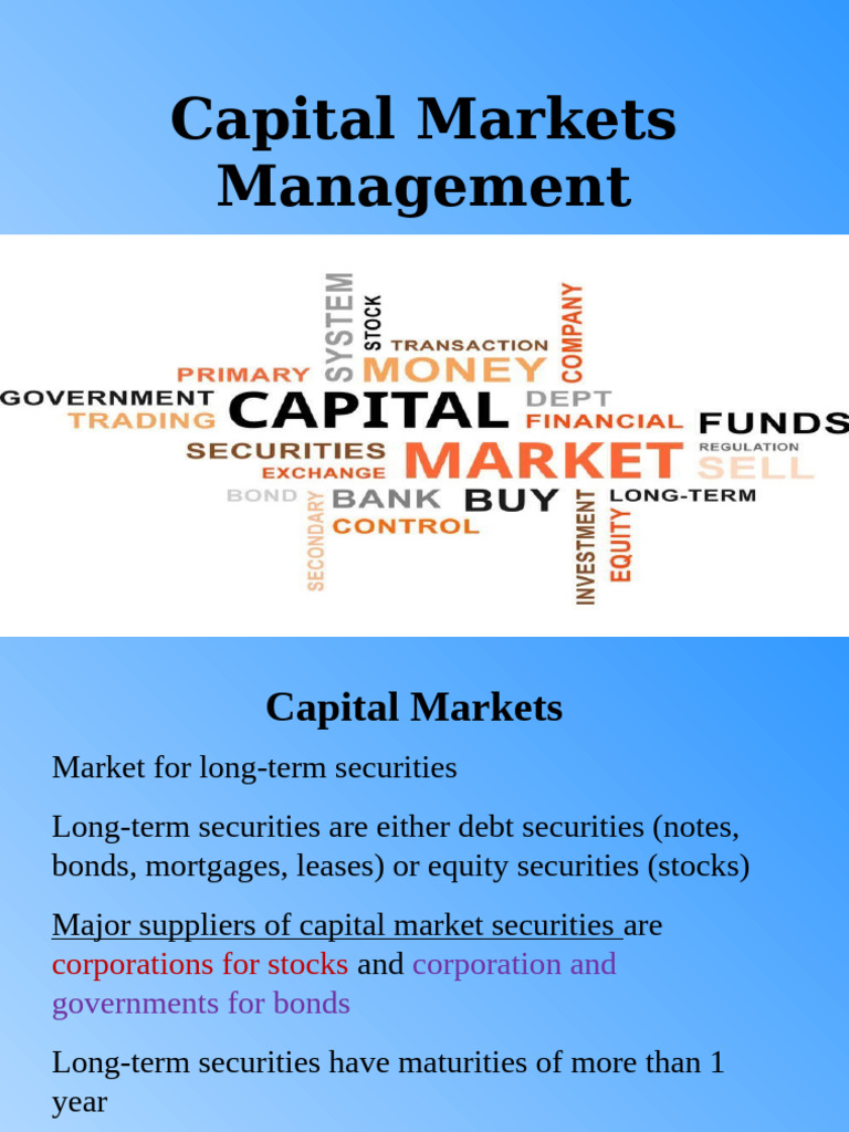 Understanding Capital Markets and Securities | PDF | Bonds (Finance ...