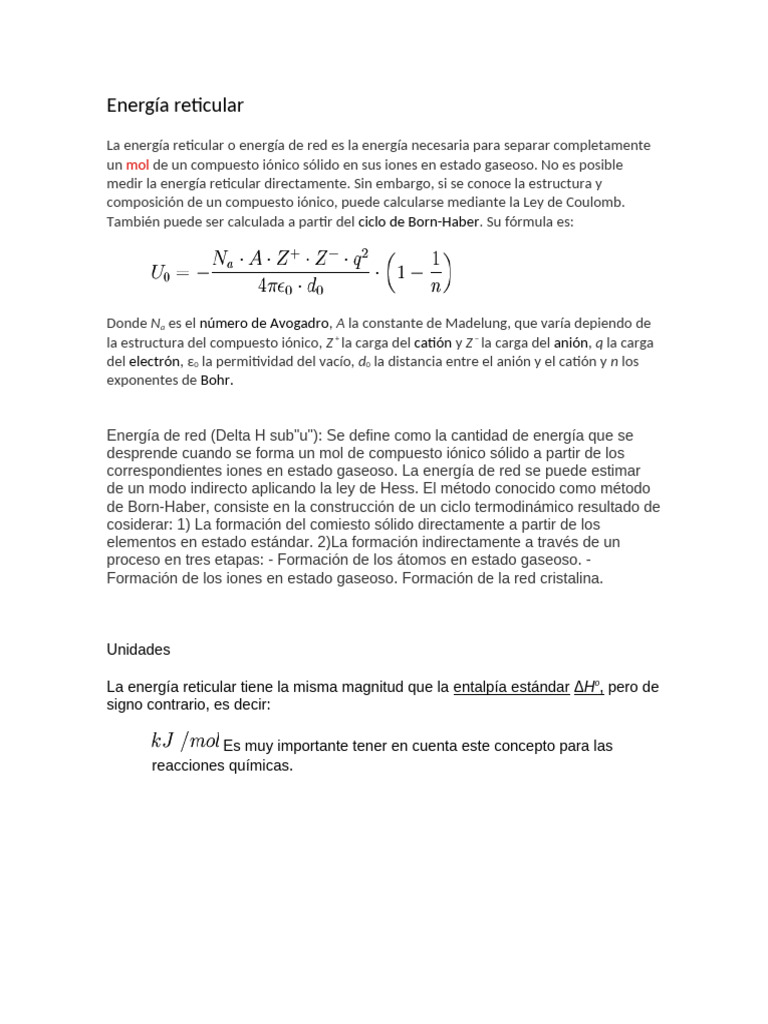 Energía Reticular | PDF