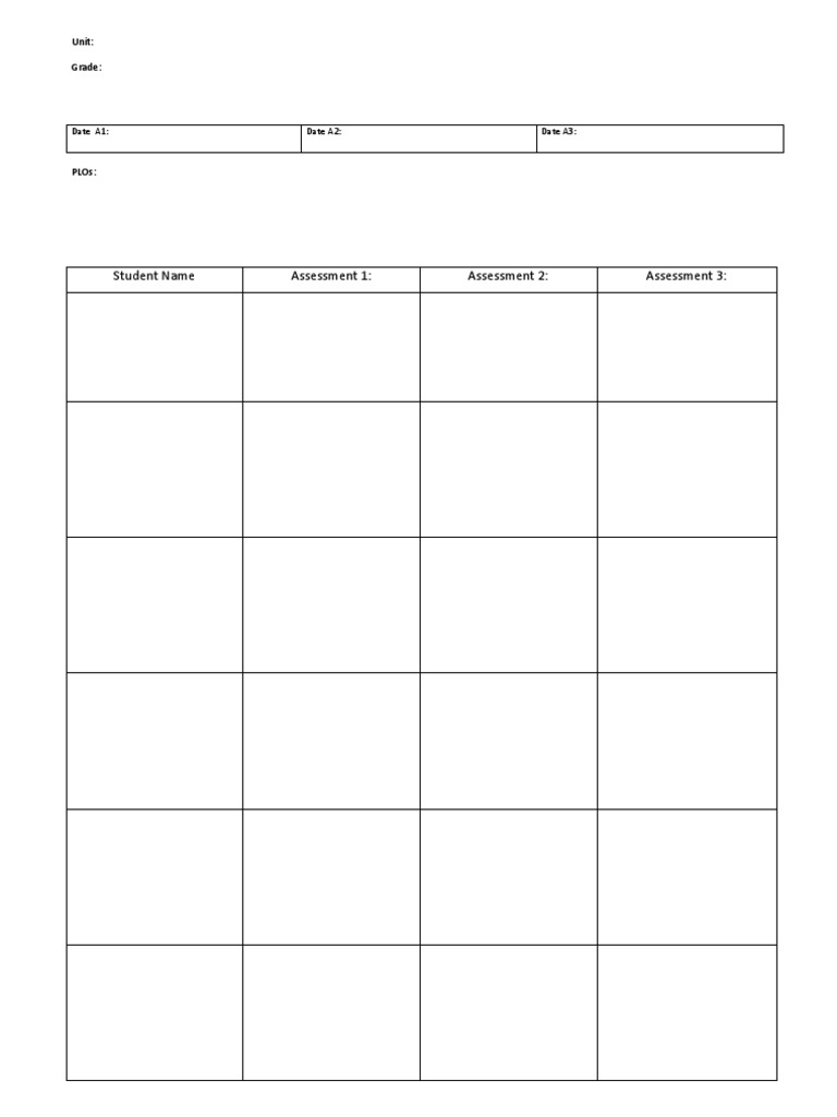Student Assessment Record Template | PDF