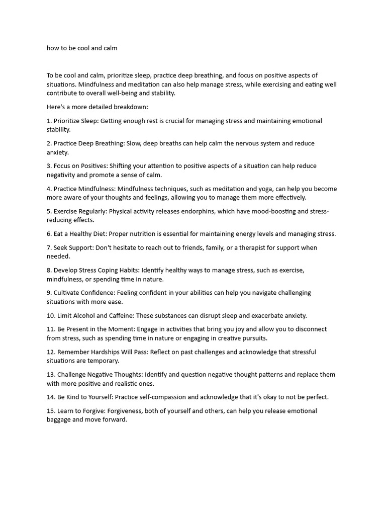 Strategies for Staying Cool and Calm | PDF