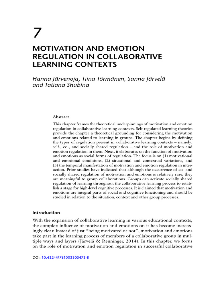 Motivation and Emotion in Learning and Teaching Ac... - (SECTION I ...